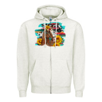 Oatmeal Heather horse with sunflowers Zipper Hoodie - Artiststas