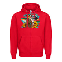 Red horse with sunflowers Zipper Hoodie - Artiststas