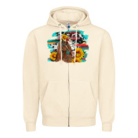 Sandshell horse with sunflowers Zipper Hoodie - Artiststas