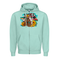 Seafoam horse with sunflowers Zipper Hoodie - Artiststas