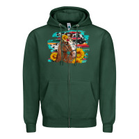 Sports Green horse with sunflowers Zipper Hoodie - Artiststas