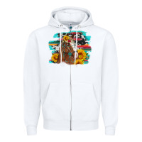 White horse with sunflowers Zipper Hoodie - Artiststas