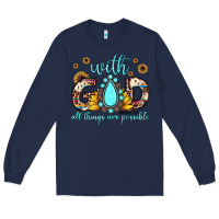 Navy with god all things are possible matthew 19 26 Long Sleeve Tee - JahusDesignShop