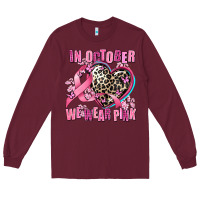 Burgundy western leopard  in october we wear pink heart Long Sleeve Tee - AdoDesignShop
