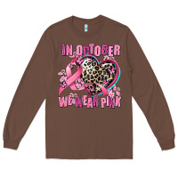 Chestnut western leopard  in october we wear pink heart Long Sleeve Tee - AdoDesignShop