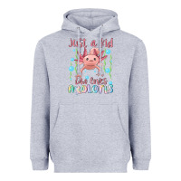Heather Grey just a kid who loves axolotls Heavyweight Hoodie - MaliasSmallBusiness