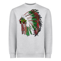 Heather Grey christmas indian feather headdress Heavyweight Sweatshirt - RanaPortraitStore