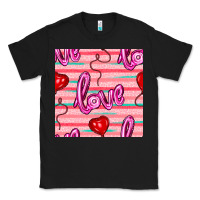 Black valentines day heart and love balloons seamless pattern Classic Tee - BundleAndBundleShop