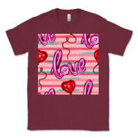 Burgundy valentines day heart and love balloons seamless pattern Classic Tee - BundleAndBundleShop