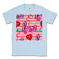 Dusty Blue valentines day heart and love balloons seamless pattern Classic Tee - BundleAndBundleShop