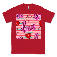 Red valentines day heart and love balloons seamless pattern Classic Tee - BundleAndBundleShop