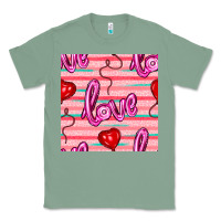 Sage valentines day heart and love balloons seamless pattern Classic Tee - BundleAndBundleShop