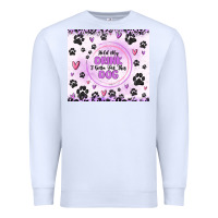 White hold my drink i gotta pet this dog Premium Sweatshirt - MaliasSmallBusiness