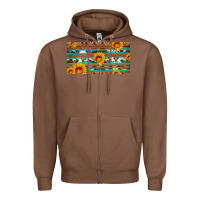 Chestnut aztec sunflower cowhide license plate Zipper Hoodie - Artiststas