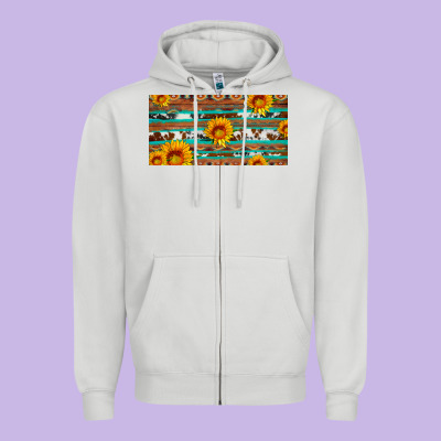 Aztec Sunflower Cowhide License Plate Zipper Hoodie Designed By Artiststas