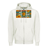 Oatmeal Heather aztec sunflower cowhide license plate Zipper Hoodie - Artiststas