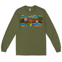 Army Green hanukkah with candlestick Long Sleeve Tee - AdoDesignShop