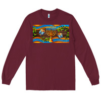 Burgundy hanukkah with candlestick Long Sleeve Tee - AdoDesignShop