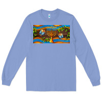Colony Blue hanukkah with candlestick Long Sleeve Tee - AdoDesignShop