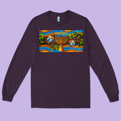 Hanukkah With Candlestick Long Sleeve Tee Designed By Adodesignshop