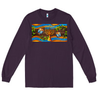 Plum hanukkah with candlestick Long Sleeve Tee - AdoDesignShop