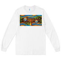 White hanukkah with candlestick Long Sleeve Tee - AdoDesignShop