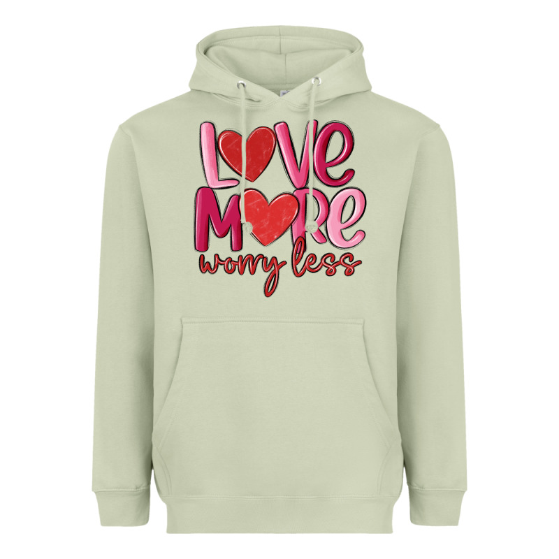 Love More Worry Less Heavyweight Hoodie by MaliasSmallBusiness | Teevron