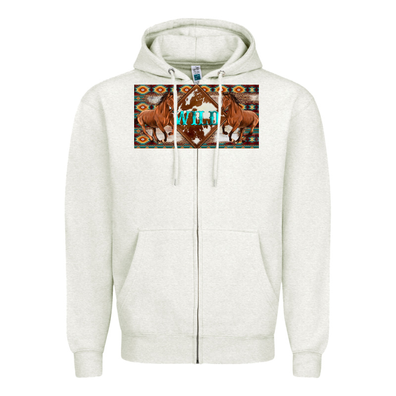 Aztec Horses And Wild With Cowhide License Plate Template Zipper Hoodie by Artiststas | Teevron