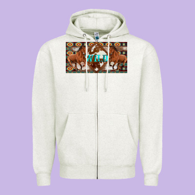 Aztec Horses And Wild With Cowhide License Plate Template Zipper Hoodie Designed By Artiststas