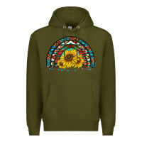 Army Green western sunflowers aztec leopard serape  rainbows Premium Hoodie - AdoDesignShop