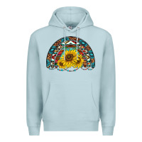 Blue Mist western sunflowers aztec leopard serape  rainbows Premium Hoodie - AdoDesignShop