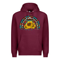 Burgundy western sunflowers aztec leopard serape  rainbows Premium Hoodie - AdoDesignShop