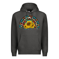 Charcoal Heather western sunflowers aztec leopard serape  rainbows Premium Hoodie - AdoDesignShop