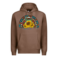Chestnut western sunflowers aztec leopard serape  rainbows Premium Hoodie - AdoDesignShop