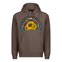 Coffee western sunflowers aztec leopard serape  rainbows Premium Hoodie - AdoDesignShop