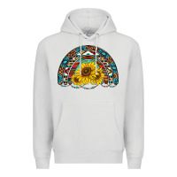 Dove Grey western sunflowers aztec leopard serape  rainbows Premium Hoodie - AdoDesignShop