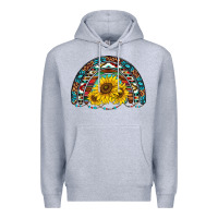 Heather Grey western sunflowers aztec leopard serape  rainbows Premium Hoodie - AdoDesignShop