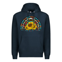 Navy western sunflowers aztec leopard serape  rainbows Premium Hoodie - AdoDesignShop