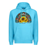 Ocean Blue western sunflowers aztec leopard serape  rainbows Premium Hoodie - AdoDesignShop