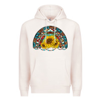 Pale Pink western sunflowers aztec leopard serape  rainbows Premium Hoodie - AdoDesignShop