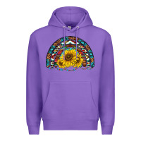 Purple western sunflowers aztec leopard serape  rainbows Premium Hoodie - AdoDesignShop