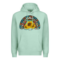 Seafoam western sunflowers aztec leopard serape  rainbows Premium Hoodie - AdoDesignShop