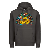 Smoke western sunflowers aztec leopard serape  rainbows Premium Hoodie - AdoDesignShop
