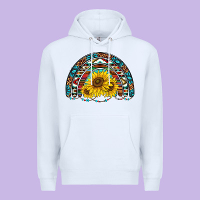 Western Sunflowers Aztec Leopard Serape  Rainbows Premium Hoodie Designed By Adodesignshop