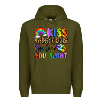 Army Green kiss whoever the fuck you want Premium Hoodie - LillyAllenDesigns