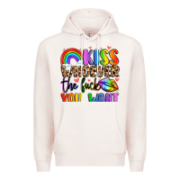 Pale Pink kiss whoever the fuck you want Premium Hoodie - LillyAllenDesigns