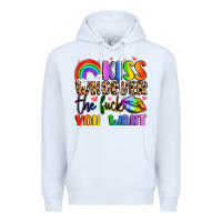 White kiss whoever the fuck you want Premium Hoodie - LillyAllenDesigns