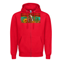 Red aztec horse cactus and sunflowers license plate template Zipper Hoodie - Artiststas