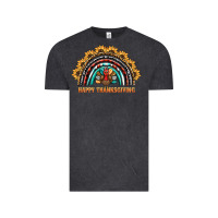 Vintage Black happy thanksgiving rainbow Vintage Tee - BarkalooDesign