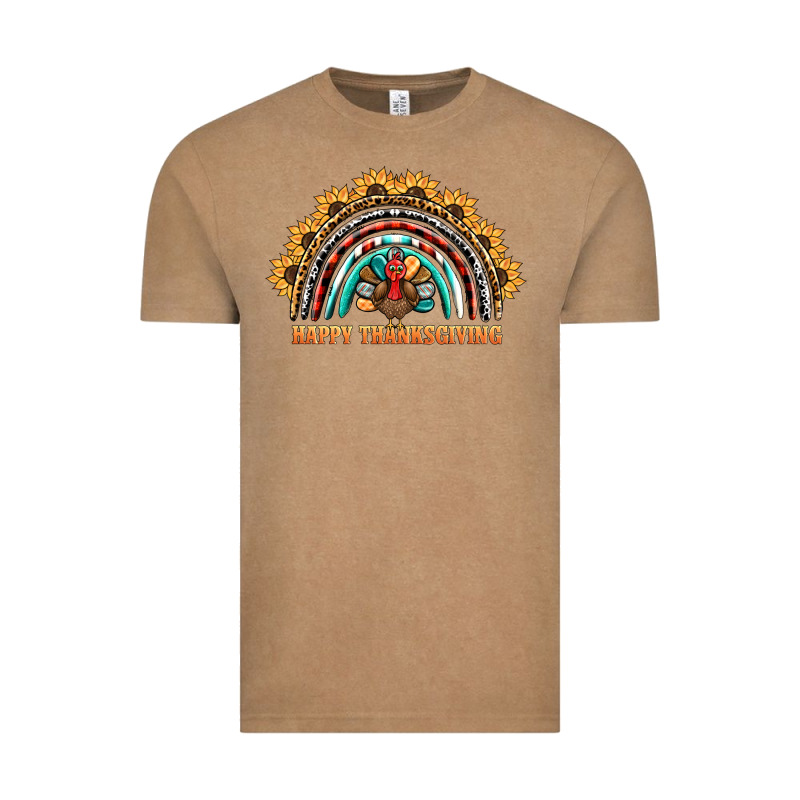 Happy Thanksgiving Rainbow Vintage Tee by BarkalooDesign | Teevron